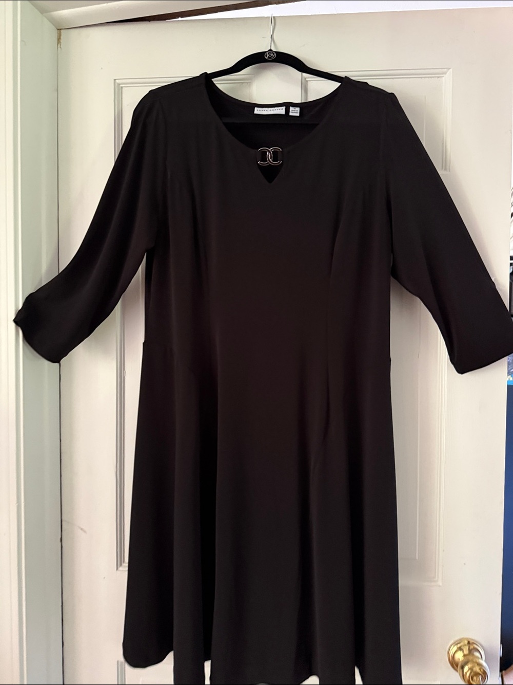 Susan Graver Black Midi Dress with Decorative Ring